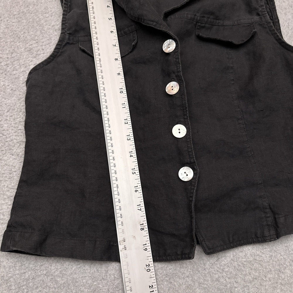 Vintage Carol Anderson Collection Linen‎ Vest PM Petite Medium Button Cottage - Picture 5 of 7